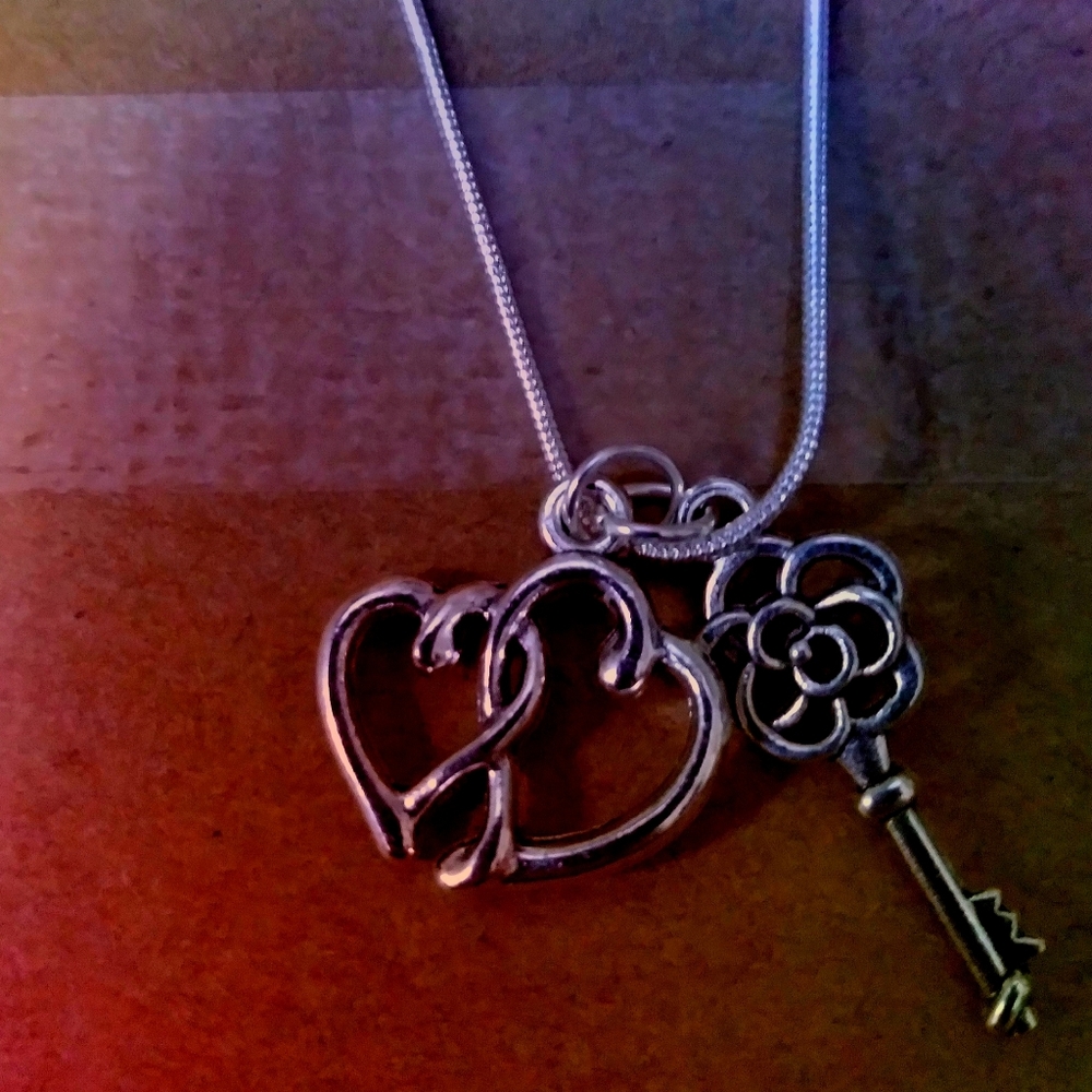 The Key to My Heart 925 Sterling Necklace with Charms